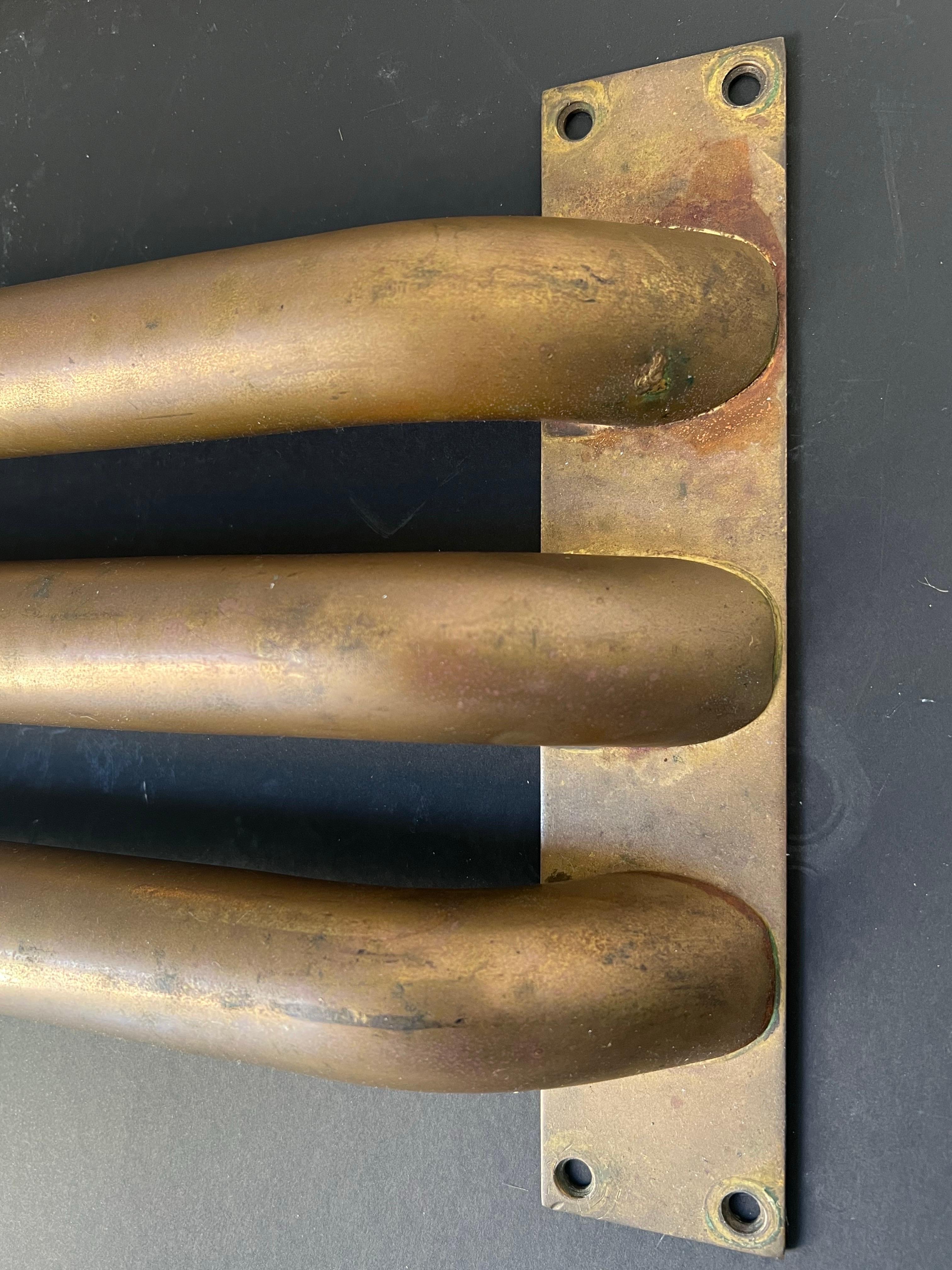 Bronze Large Art Deco Push Pull Door Handles in Brass For Sale