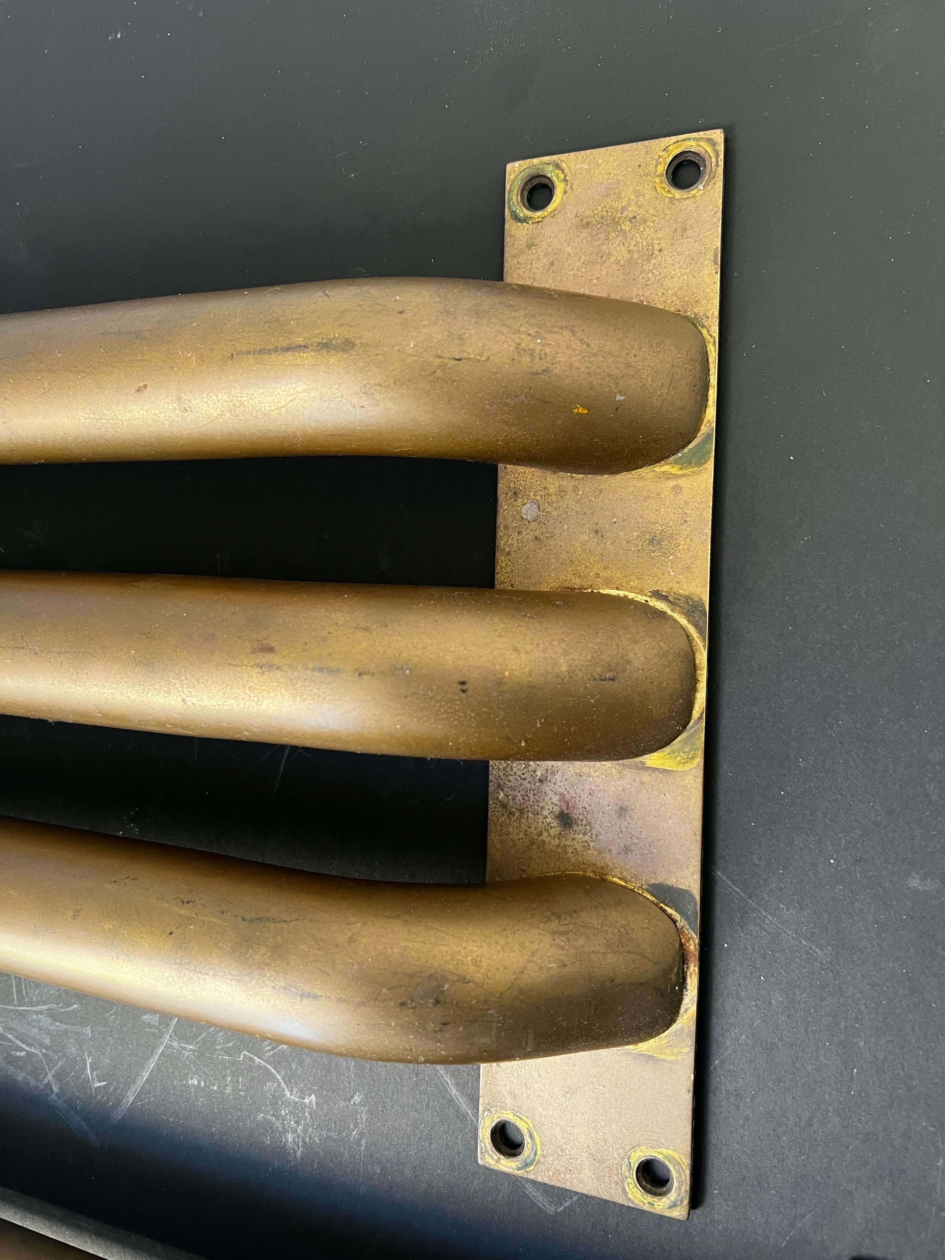 Large Art Deco Push Pull Door Handles in Brass For Sale 1