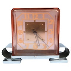 Vintage Large Art Deco Rare Modernist French Mantle Clock, circa 1930