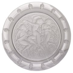  Large Art Deco Rene Lalique Glass Cote d'Or Bachantes Charger Bowl Platter 1943