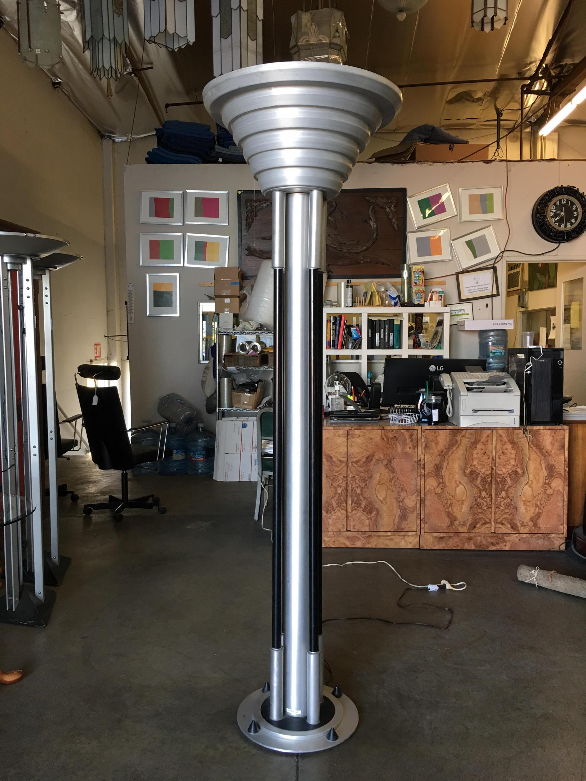 Large Art Deco Revival Machine Age Torchère Floor Lamp In Excellent Condition In Van Nuys, CA