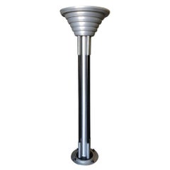 Large Art Deco Revival Machine Age Torchiere Floor Lamp, Pair