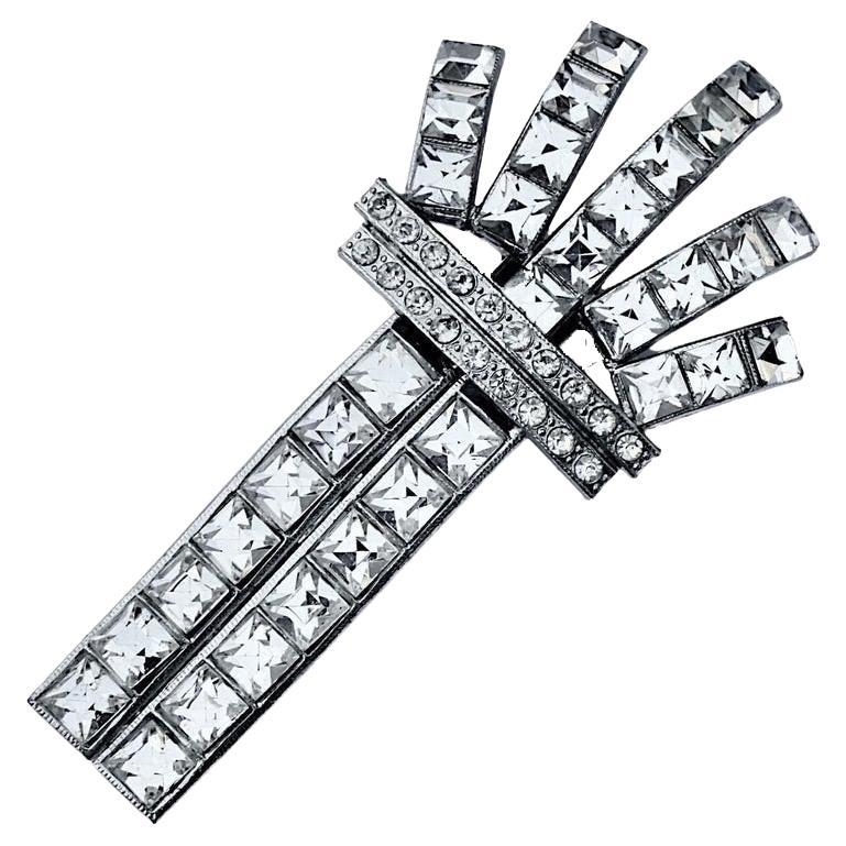 Large Art Deco Rhinestone Dress Clip For Sale at 1stDibs art deco