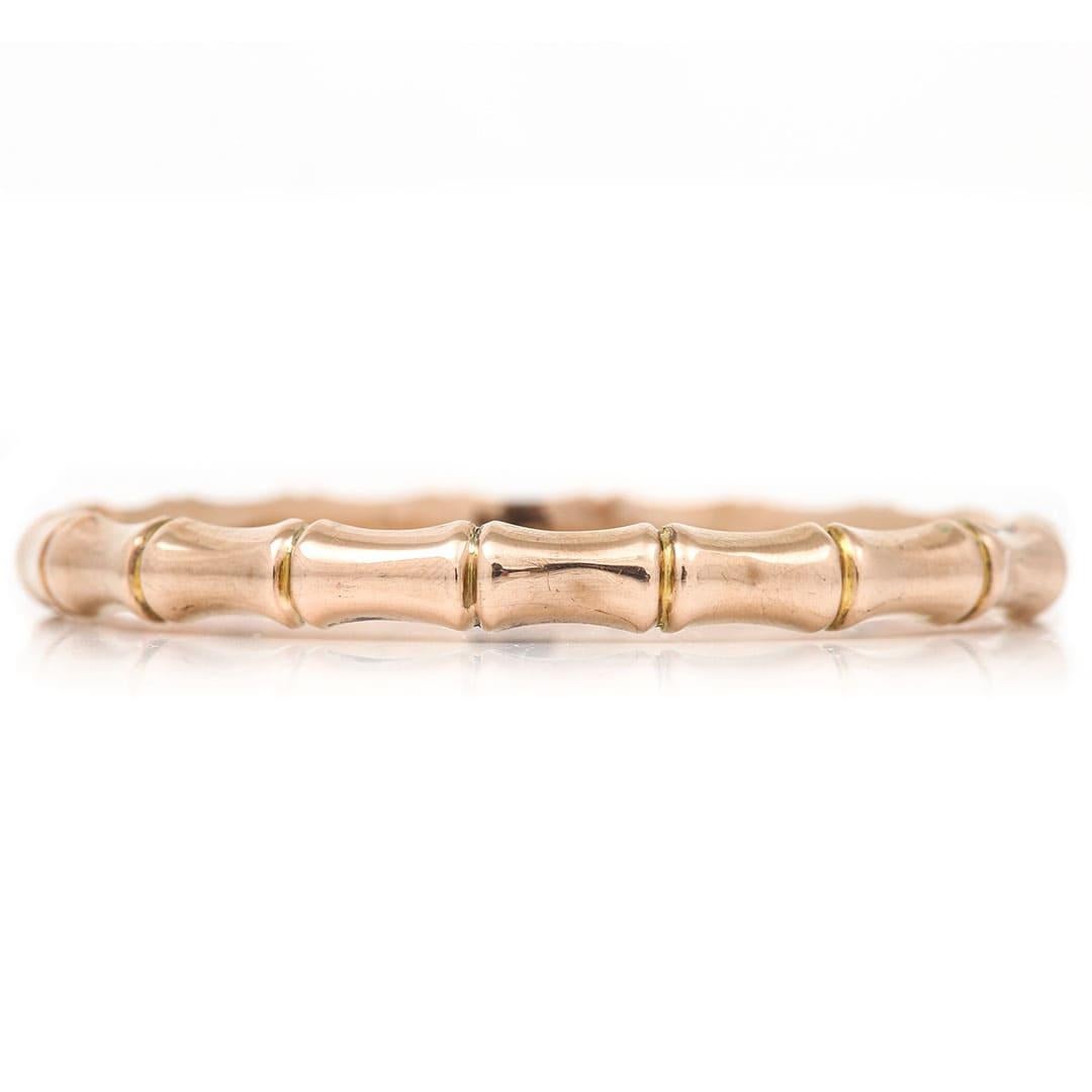 Women's Large Art Deco Rose Gold Bamboo Arm Bangle, circa 1924