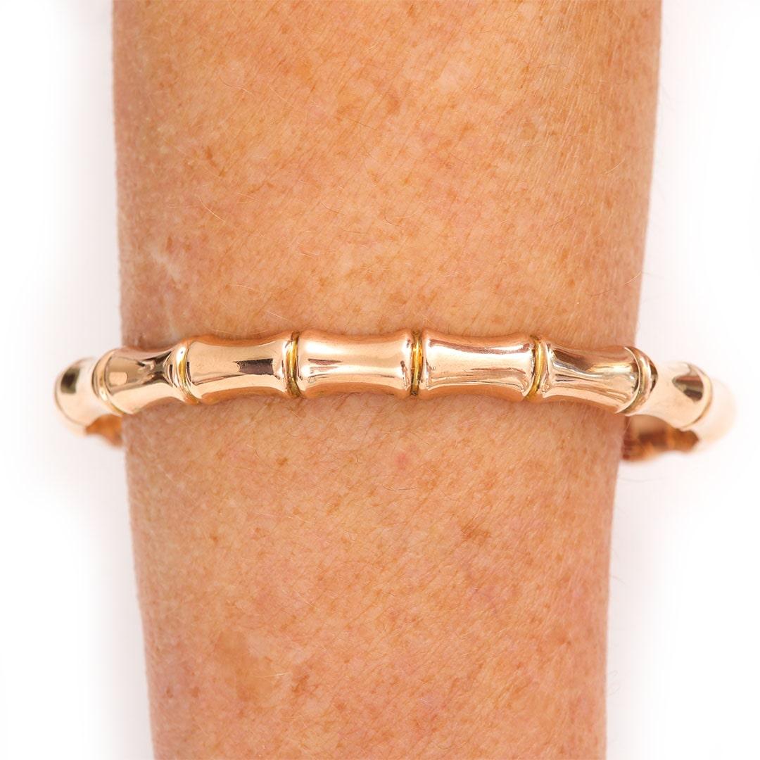 Large Art Deco Rose Gold Bamboo Arm Bangle, circa 1924 5