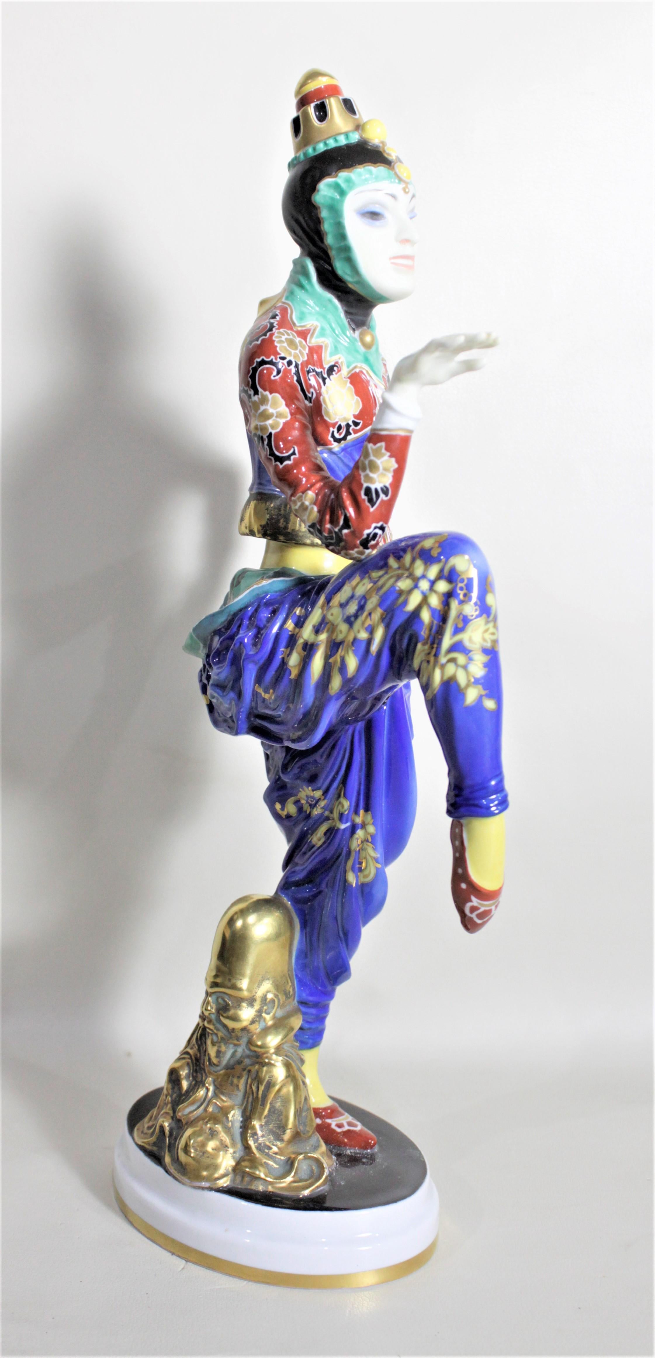 Gran figura de porcelana Art Déco Rosenthal La bailarina coreana H566 Pintado a mano en venta