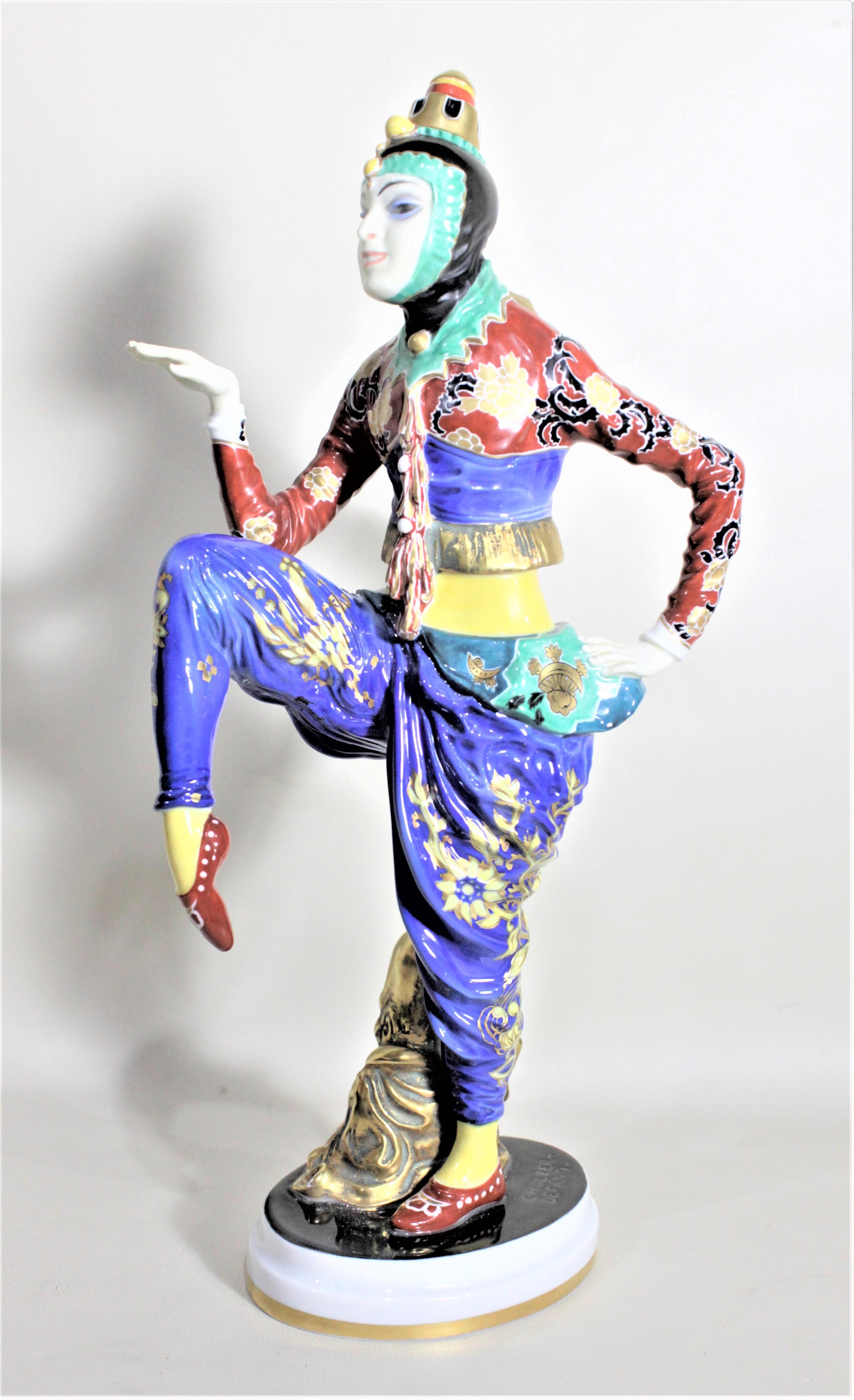 Large Art Deco Rosenthal Porcelain Figurine The Korean Dancer H566 In Good Condition For Sale In Hamilton, Ontario