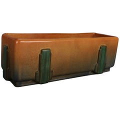 Large Art Deco Roseville Futura Art Pottery Planter with Stylized Cactus