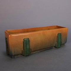 Large Art Deco Roseville Futura Art Pottery Planter with Stylized Cactus