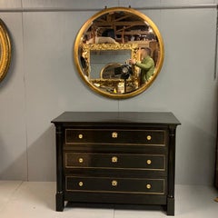 Large Art Deco Round Gilt Mirror with Bevelled Plate