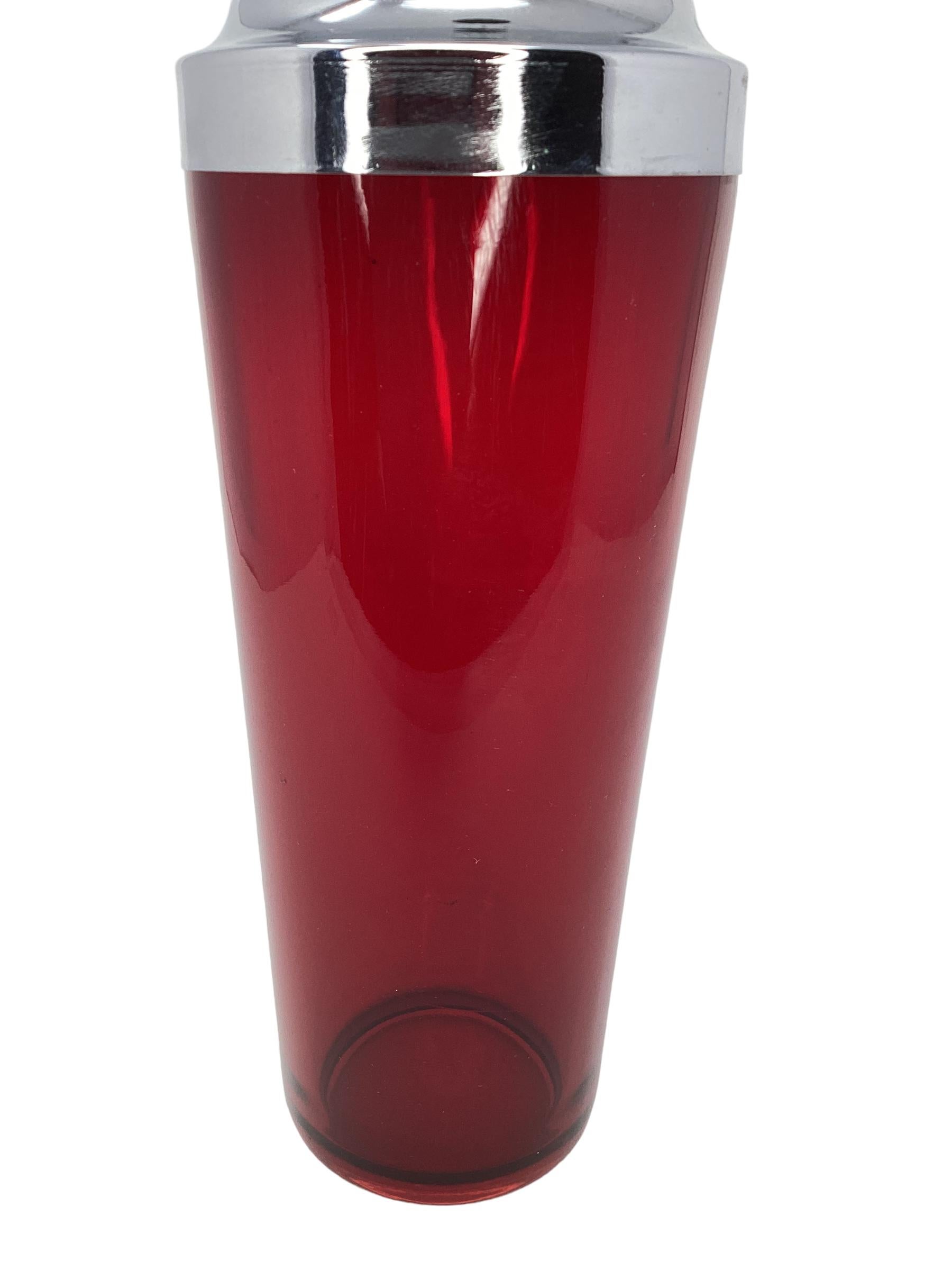 Mid-20th Century Large Art Deco Ruby Red Cocktail Shaker For Sale