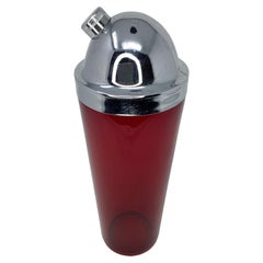 Large Art Deco Ruby Red Cocktail Shaker