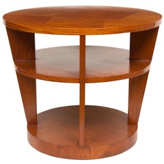 Large Art Deco Satinwood 3-Tier Table
