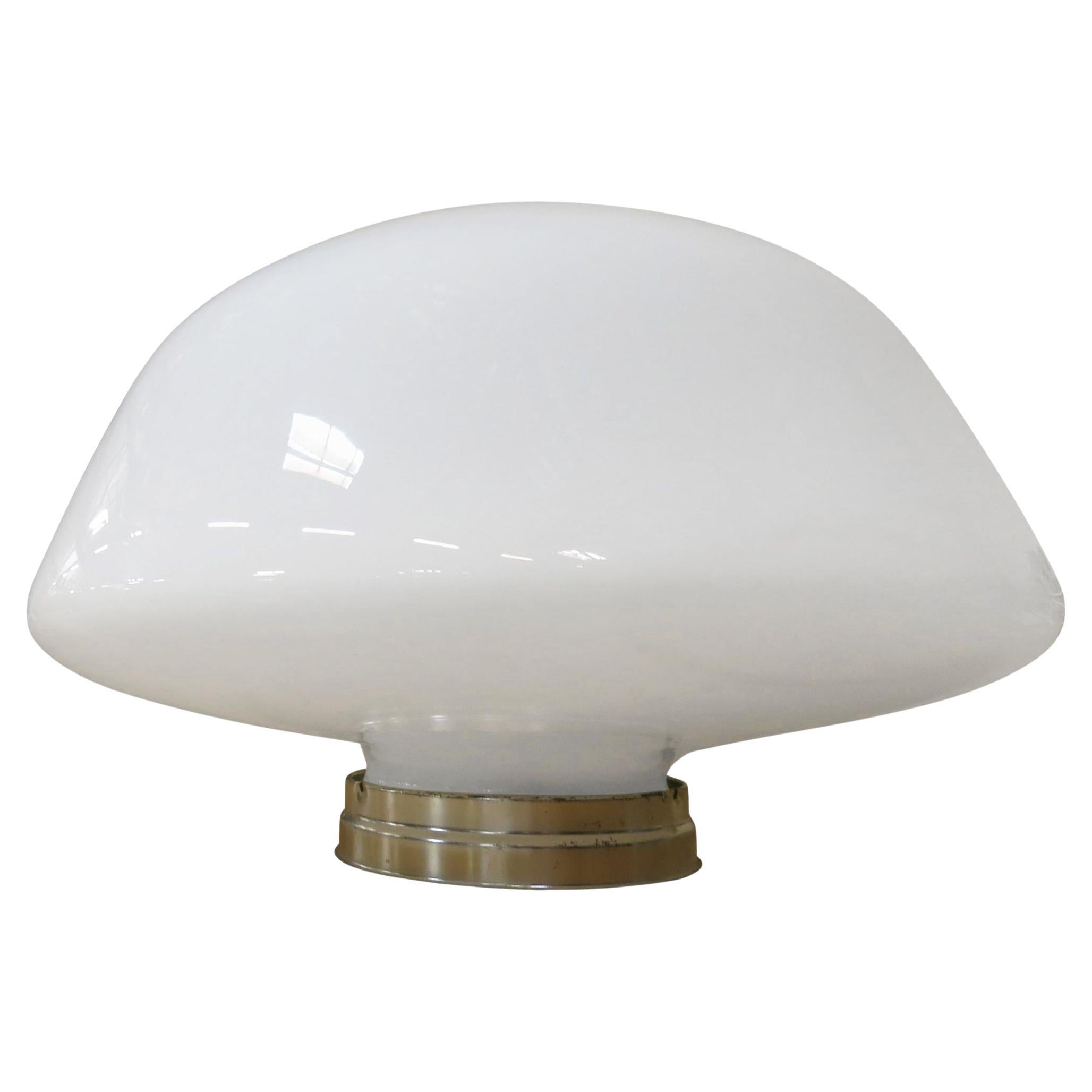 Large Art Deco School House Milk Glass Ceiling Mounted Globe with Fitter For Sale
