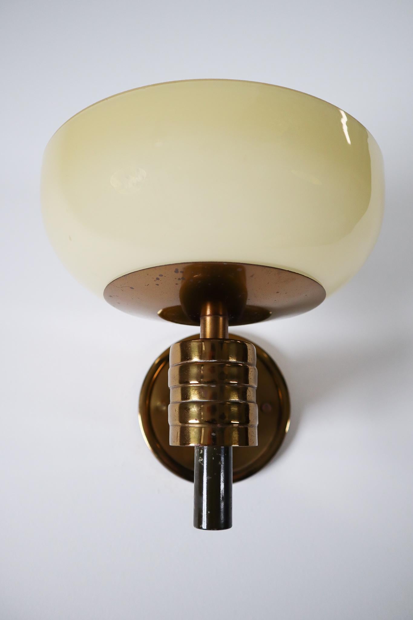 Large Art Deco Sconce with Opaline Glass and Brass Manufactured in Germany 1930 2