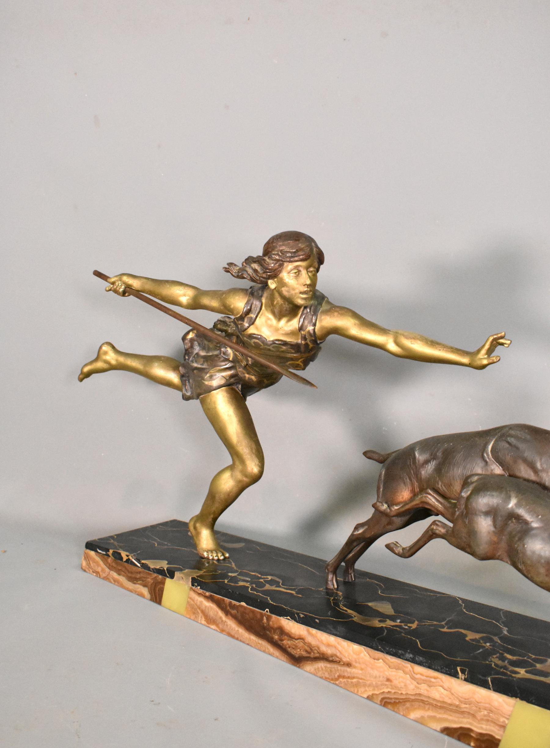 Large Art Deco Sculpture Diana the Huntress by Carlier 9