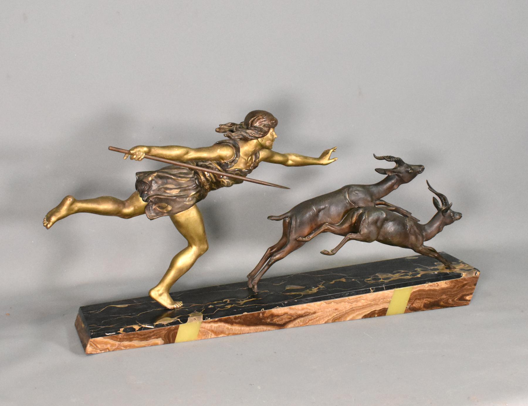 French Large Art Deco Sculpture Diana the Huntress by Carlier