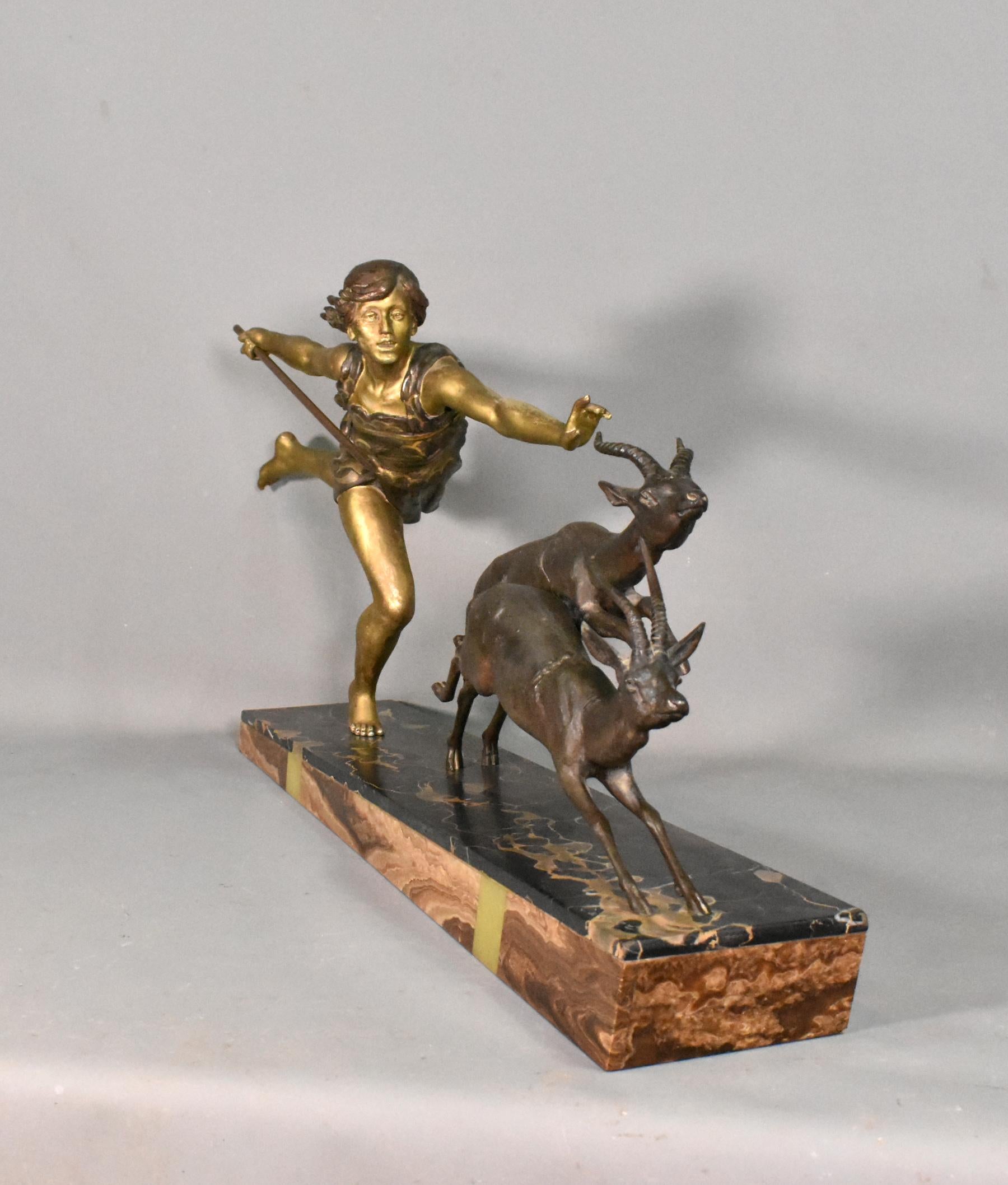 Large Art Deco Sculpture Diana the Huntress by Carlier 1