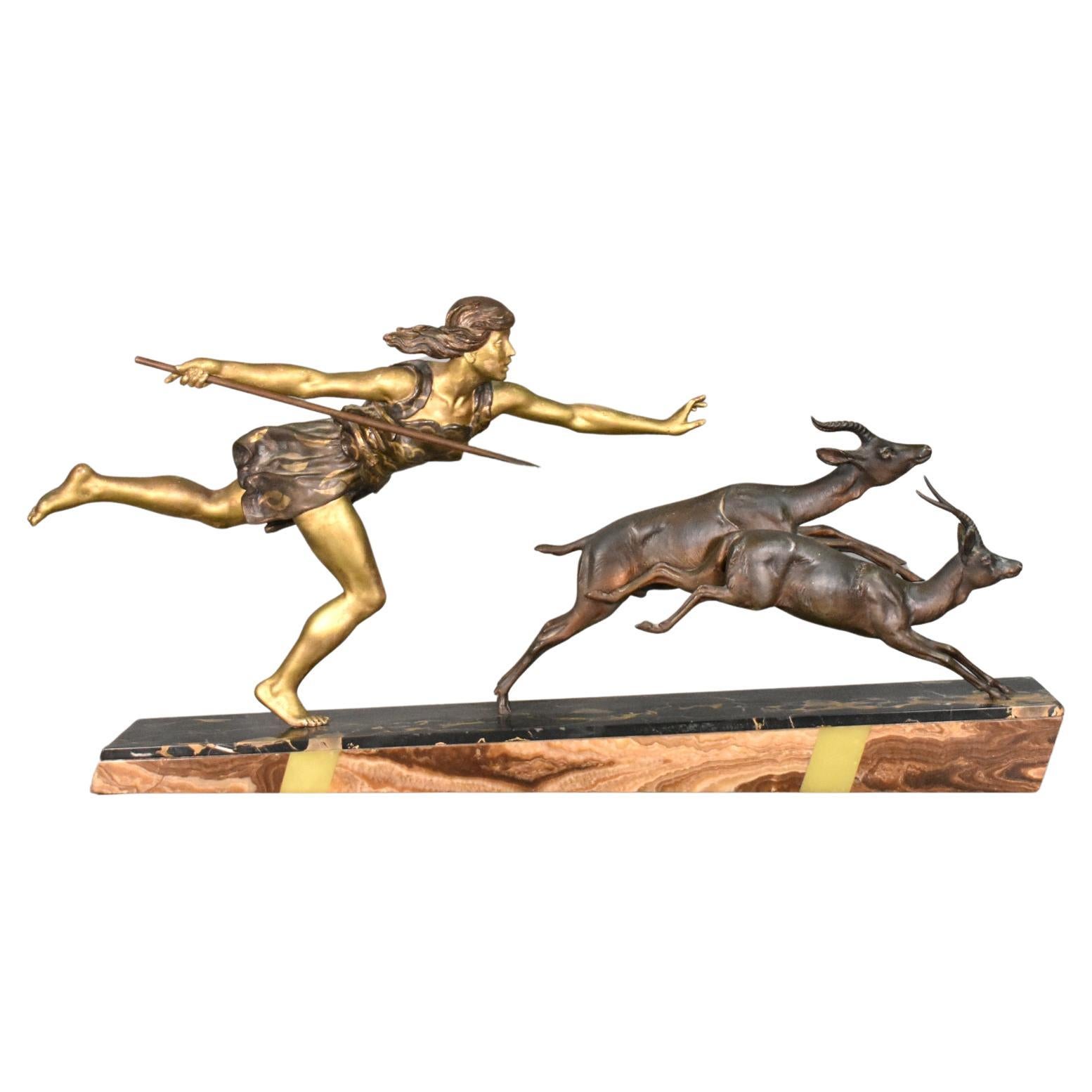 Large Art Deco Sculpture Diana the Huntress by Carlier