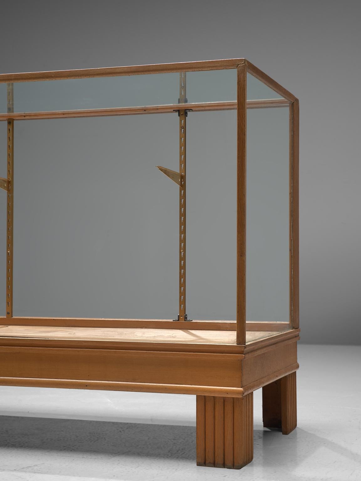 Mid-20th Century Large Showcase in Oak and Glass