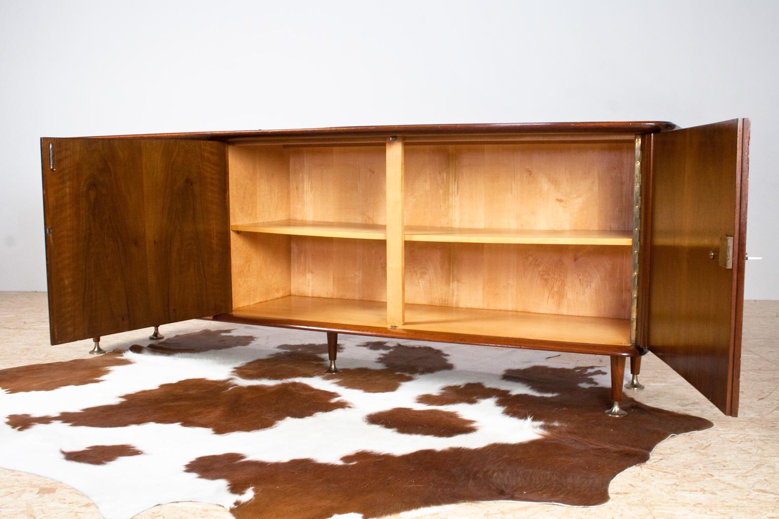 Large Art Deco Sideboard in Mahogany, Walnut and Brass by Abraham Patijn, 1950s 4