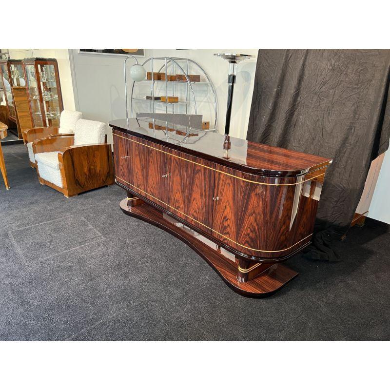 Mid-20th Century Large Art Deco Sideboard or Buffet, Rosewood Veneer, Belgium, circa 1930