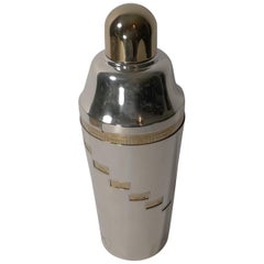 Vintage Large Art Deco Silver and Gold-Plated Recipe / Menu Cocktail Shaker, circa 1935