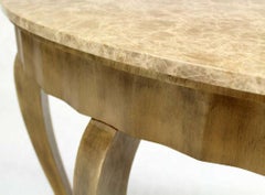 Large Art Deco Silver Leaf Metal Forged Marble-Top Demilune Console Table MINT!