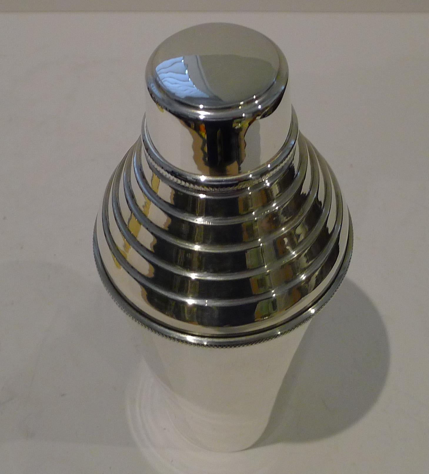 British Large Art Deco Silver Plated Cocktail Shaker by Hukin & Heath For Sale
