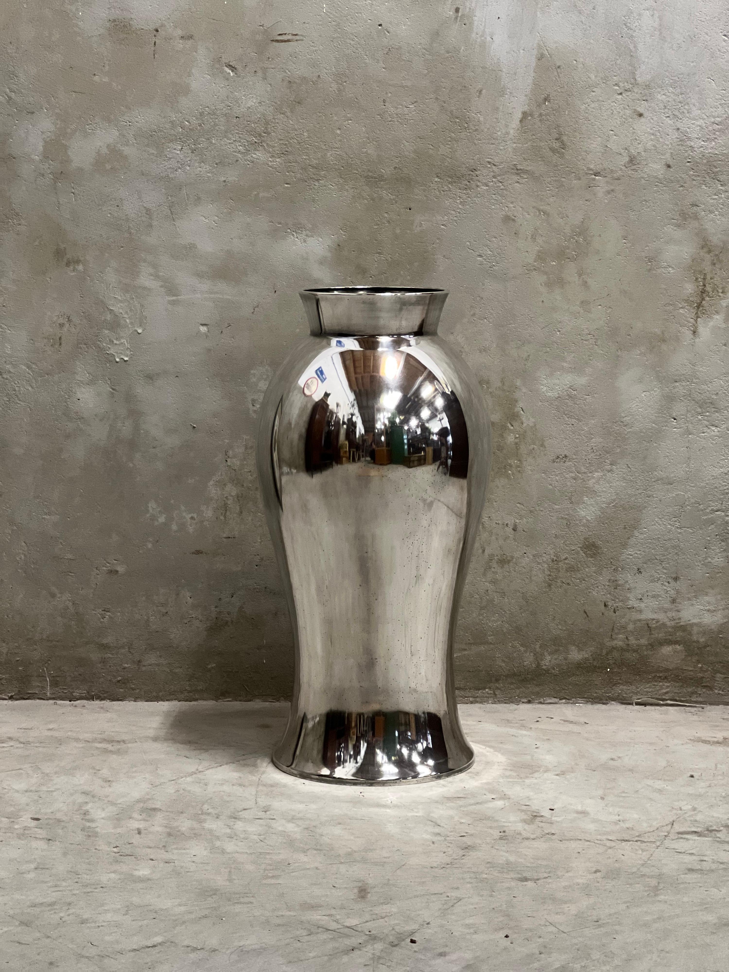 Large Art Deco Silver Plated WMF Ikora Vase, 1920 5