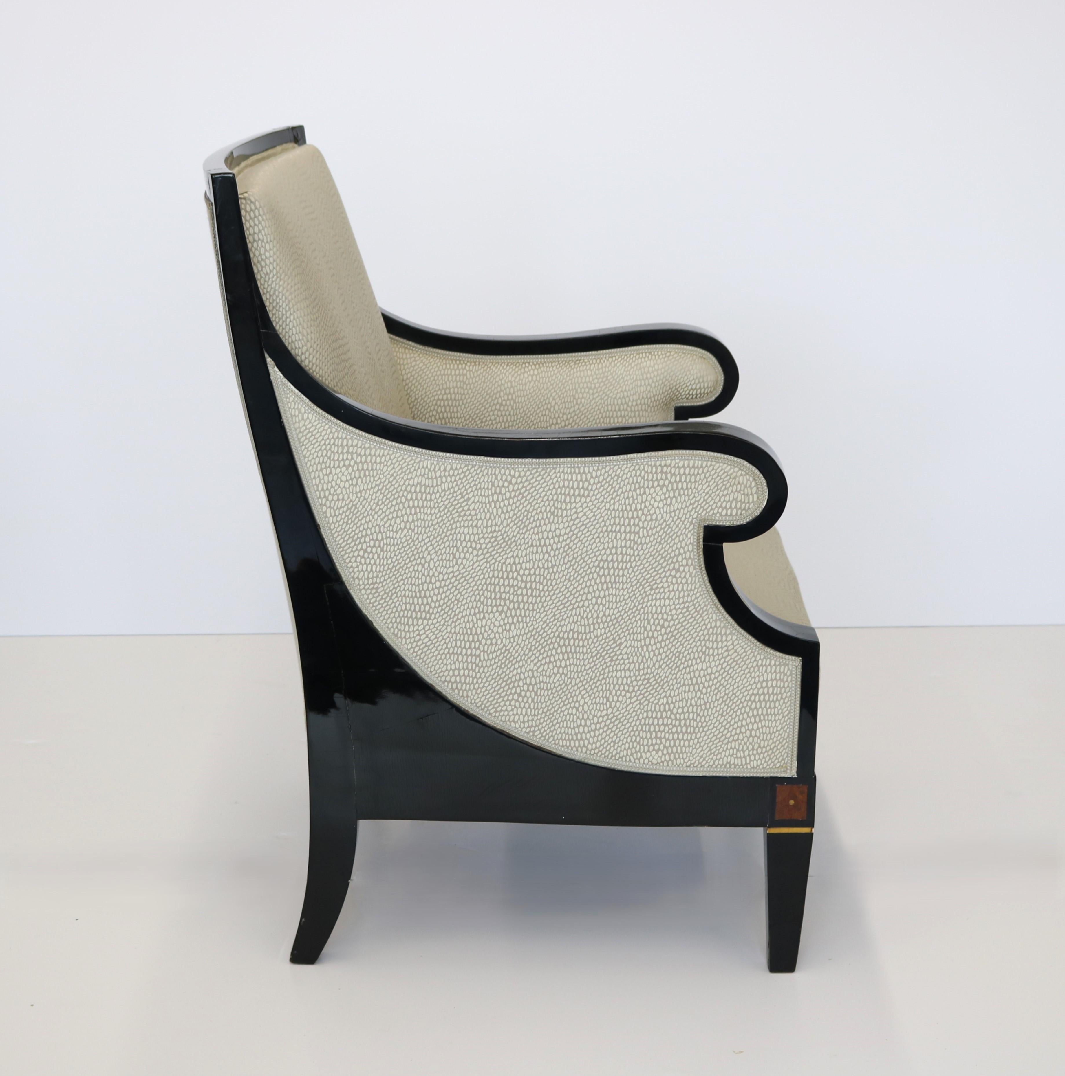 Laqué Grande bergère simple Art Déco en vente