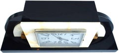 Large Art Deco Solid Marble Mantel Clock, circa 1930