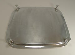 Large Art Deco Square Serving/Cocktail Tray in Silver Plate by Mappin and Webb