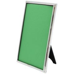 Grand cadre photo Art Déco en argent sterling avec dos en bois