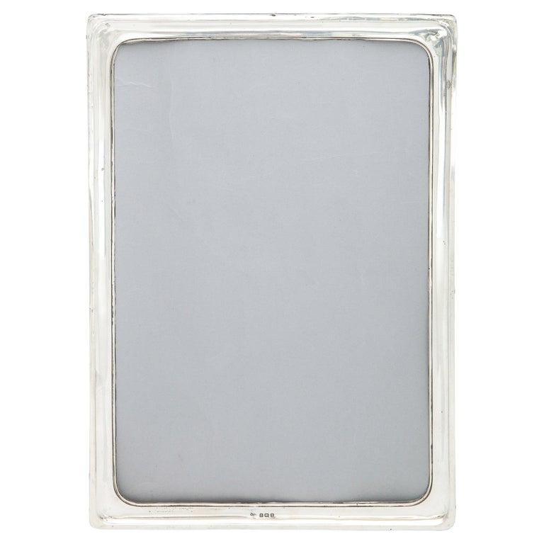 Large Art Deco Sterling Silver Wood-Backed Picture Frame For Sale