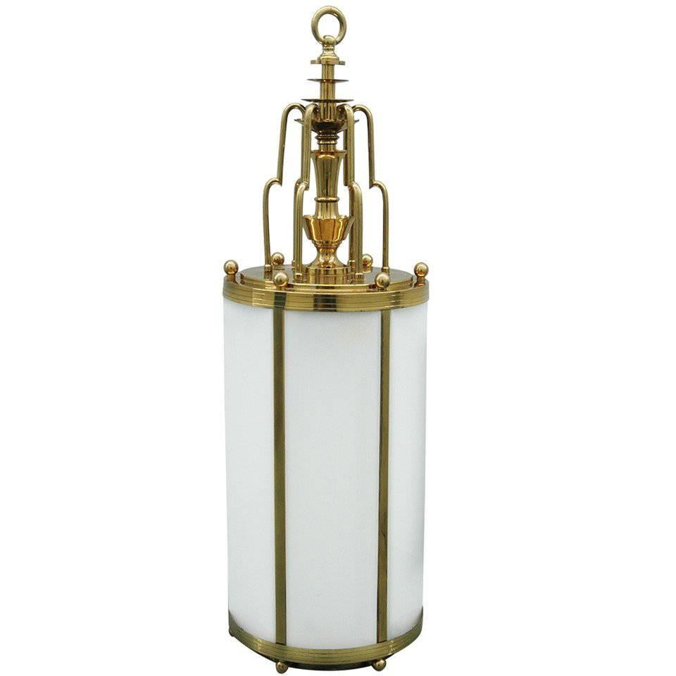 Large Art Deco Style Brass Lantern