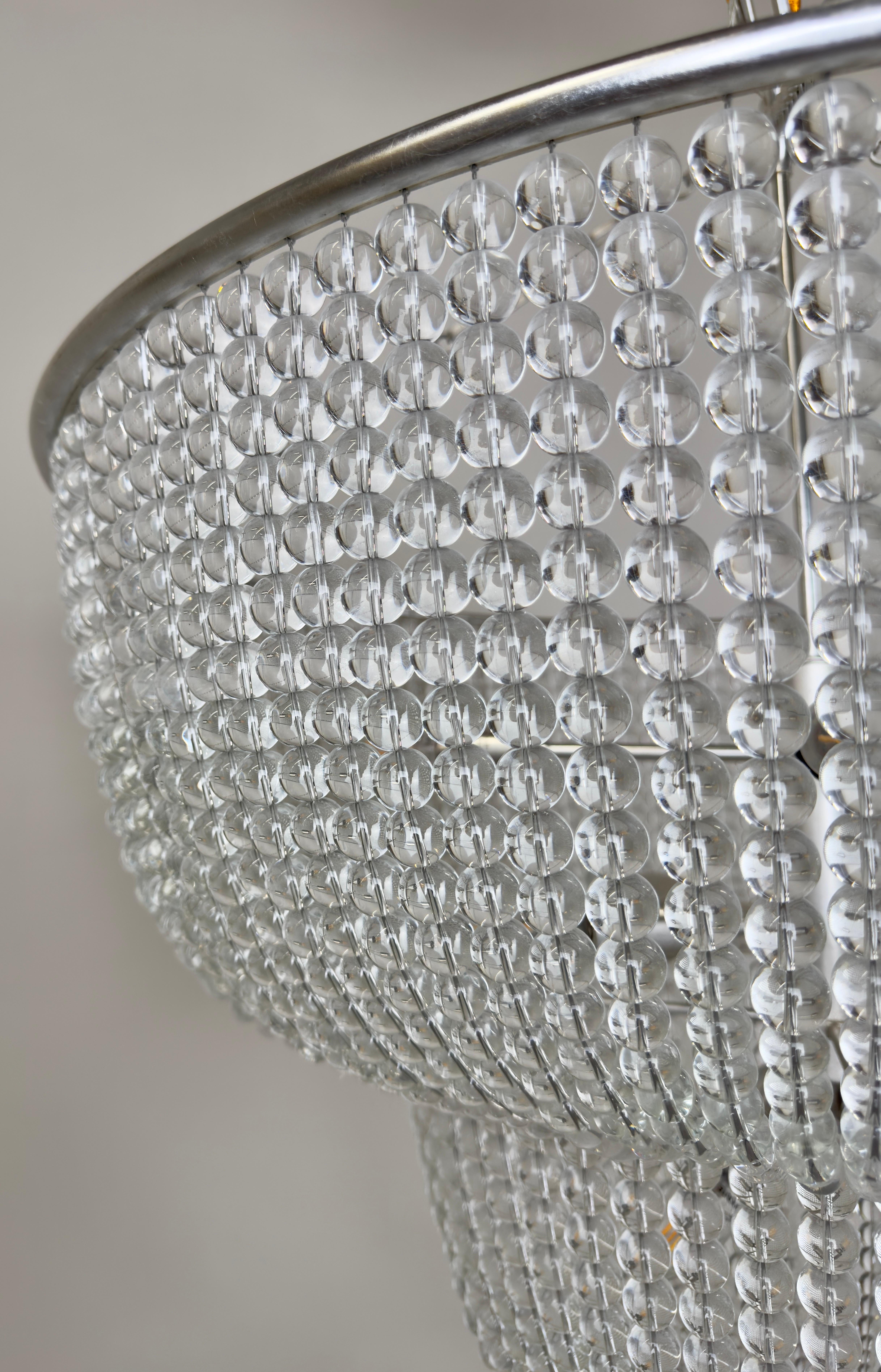 Large Art Deco Style Circular Three-Tiers Chandelier For Sale 5