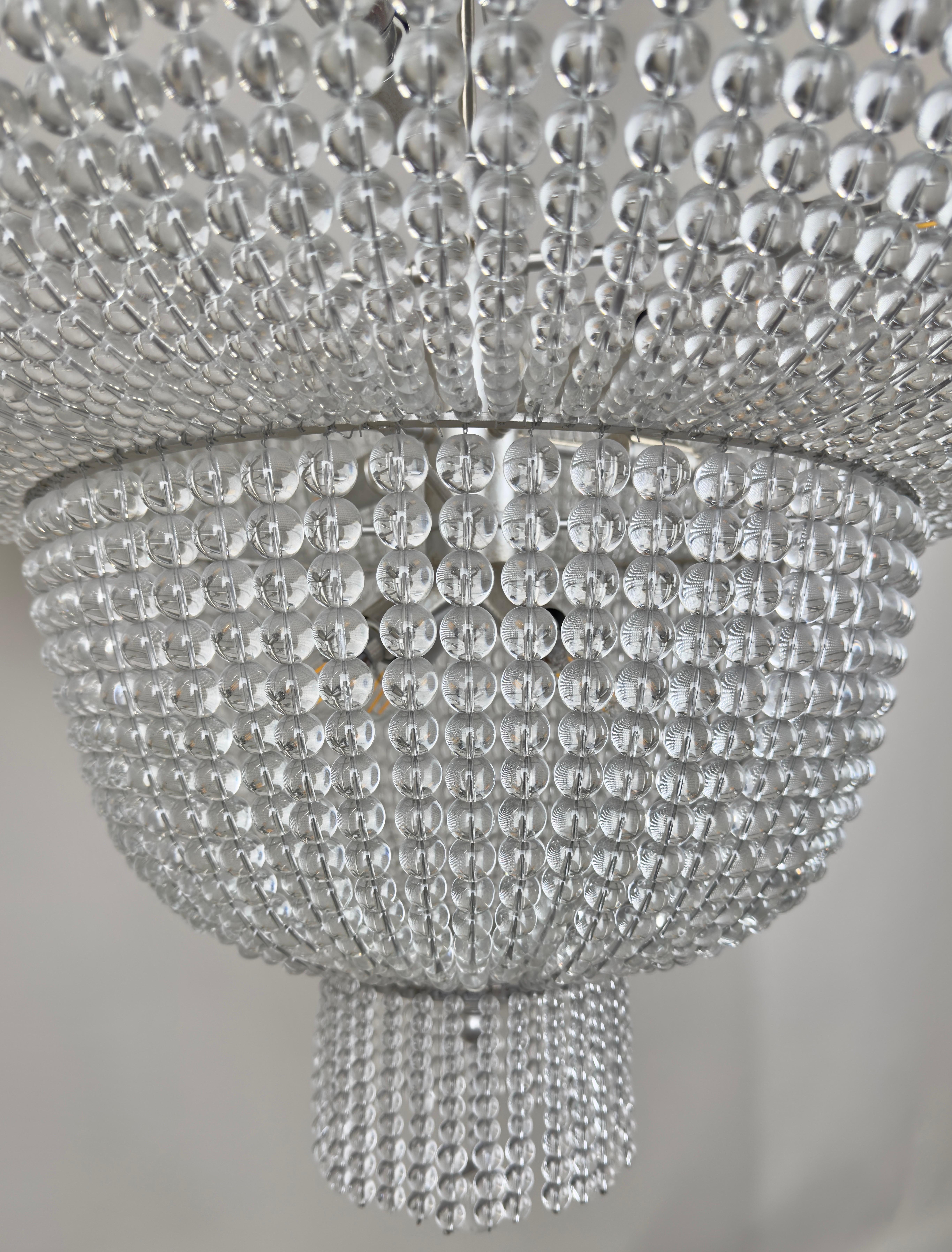 Large Art Deco Style Circular Three-Tiers Chandelier For Sale 6
