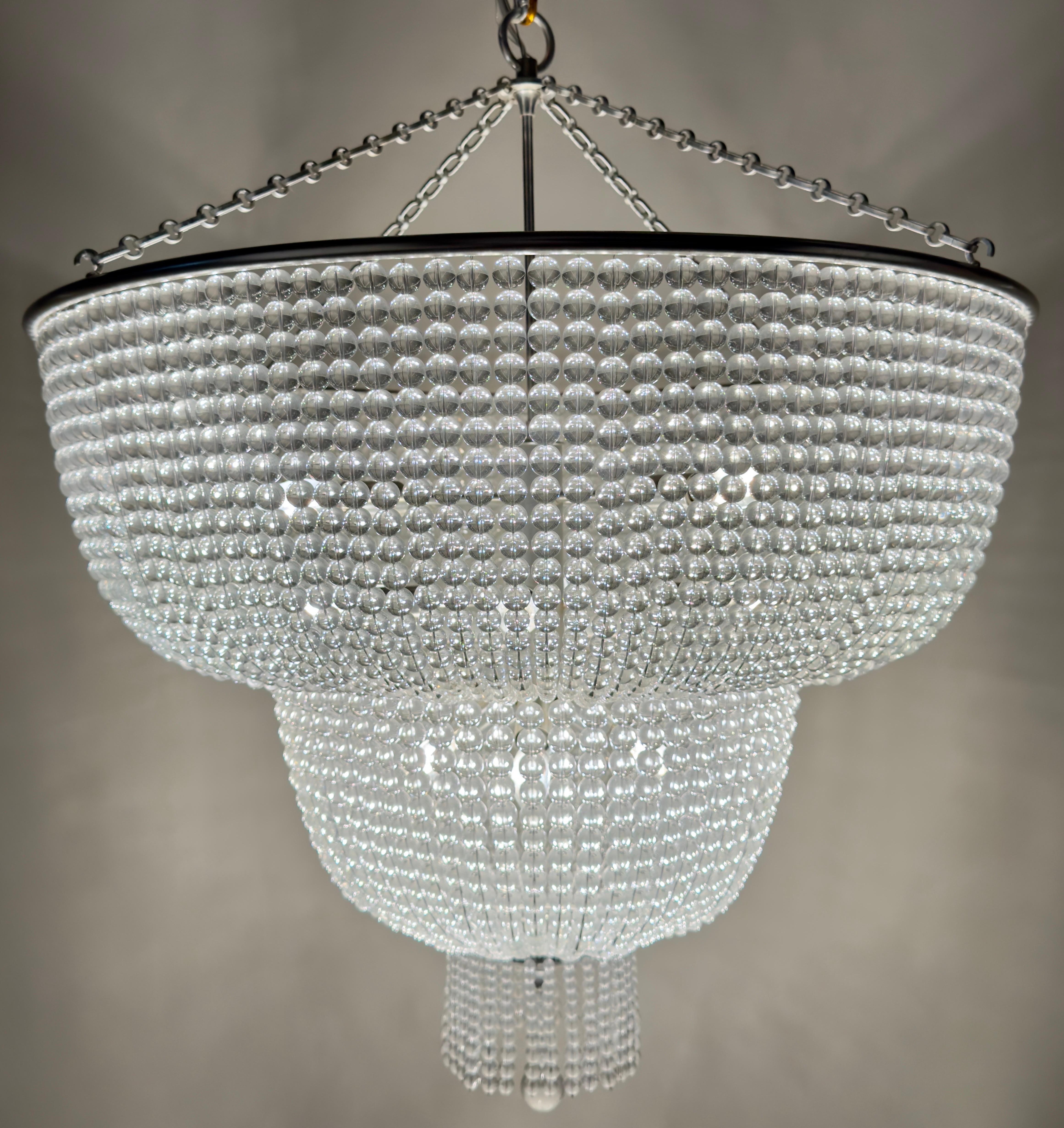 Large Art Deco Style Circular Three-Tiers Chandelier For Sale 8