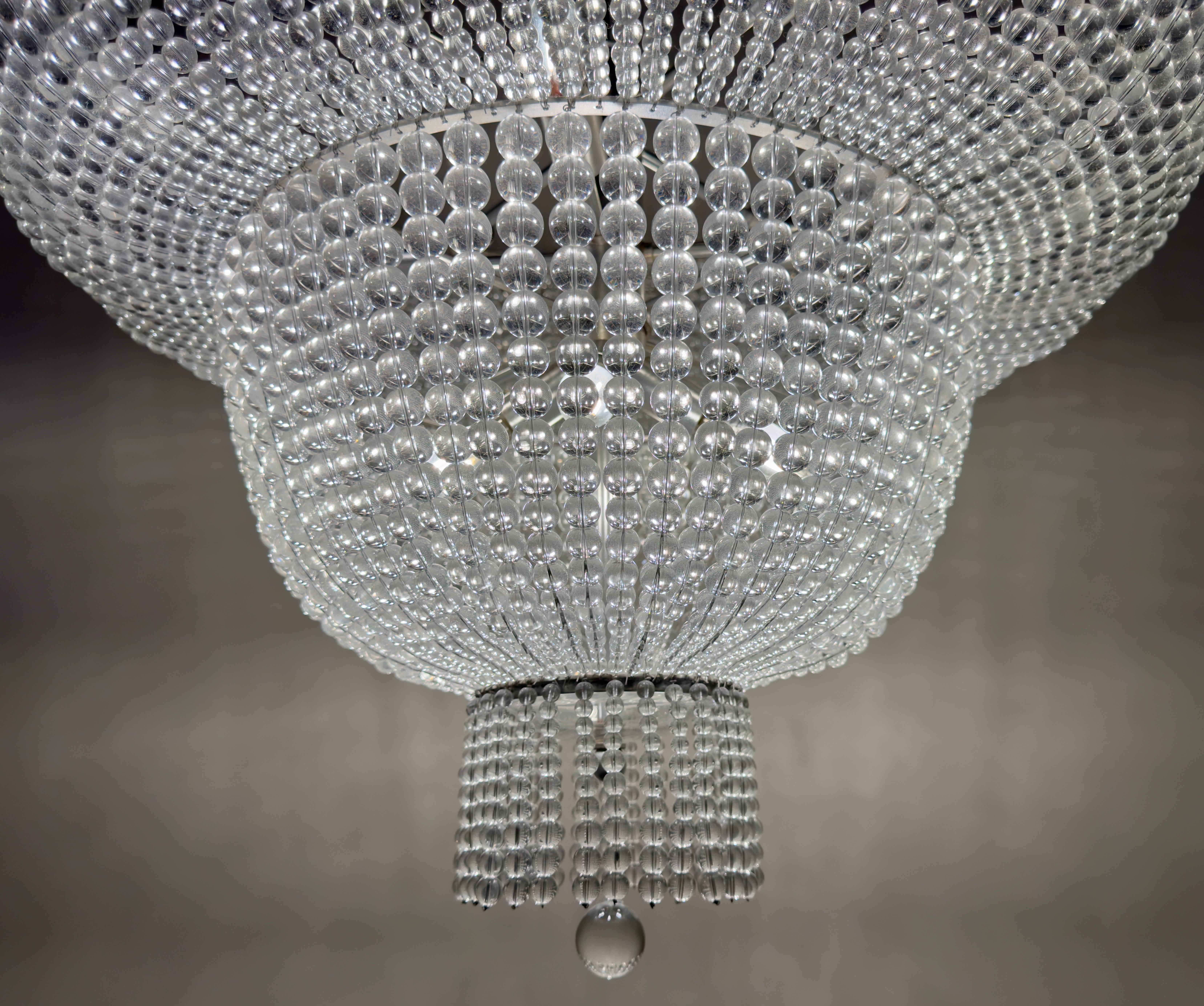 Large Art Deco Style Circular Three-Tiers Chandelier For Sale 9