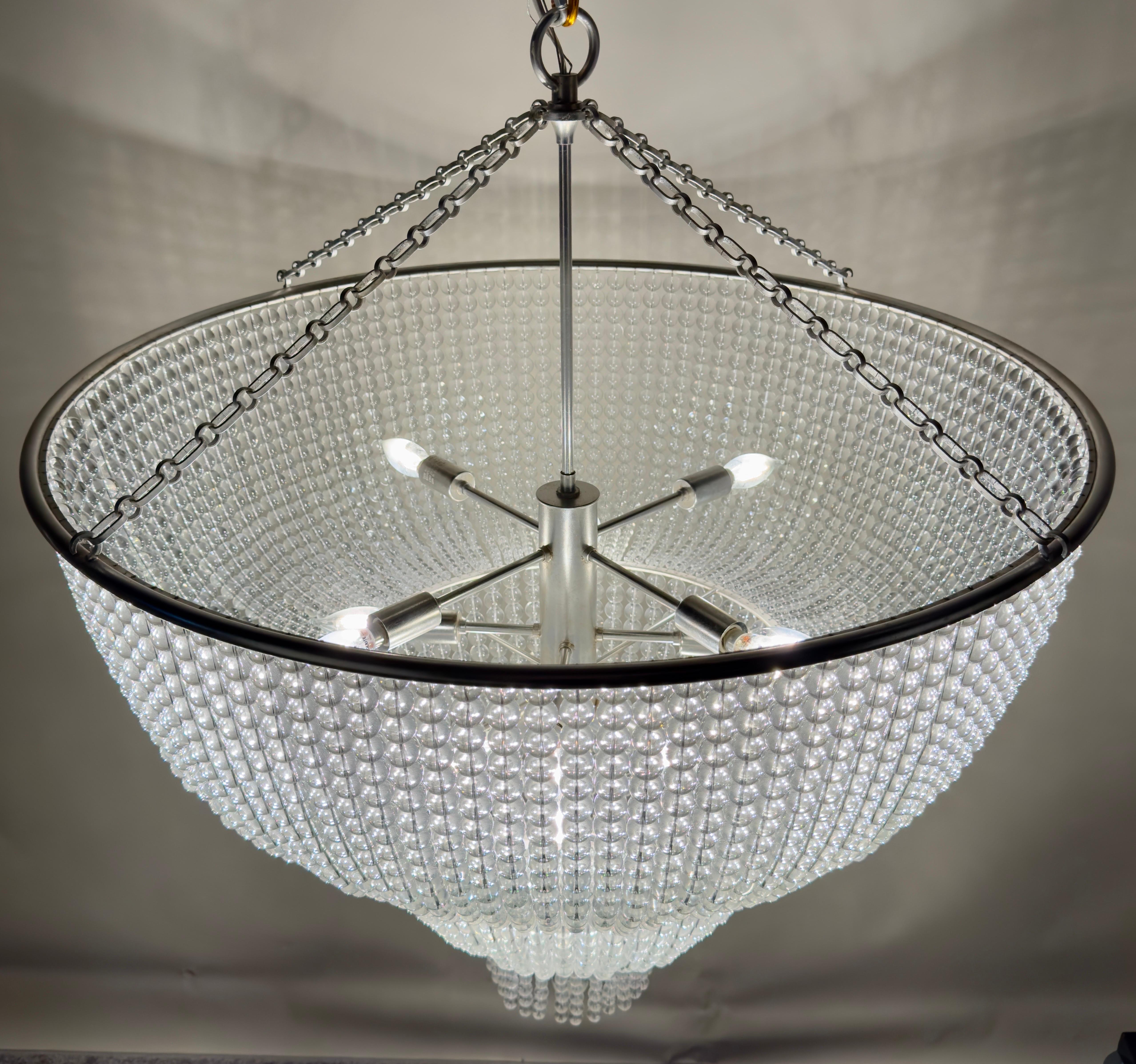 Large Art Deco Style Circular Three-Tiers Chandelier For Sale 10