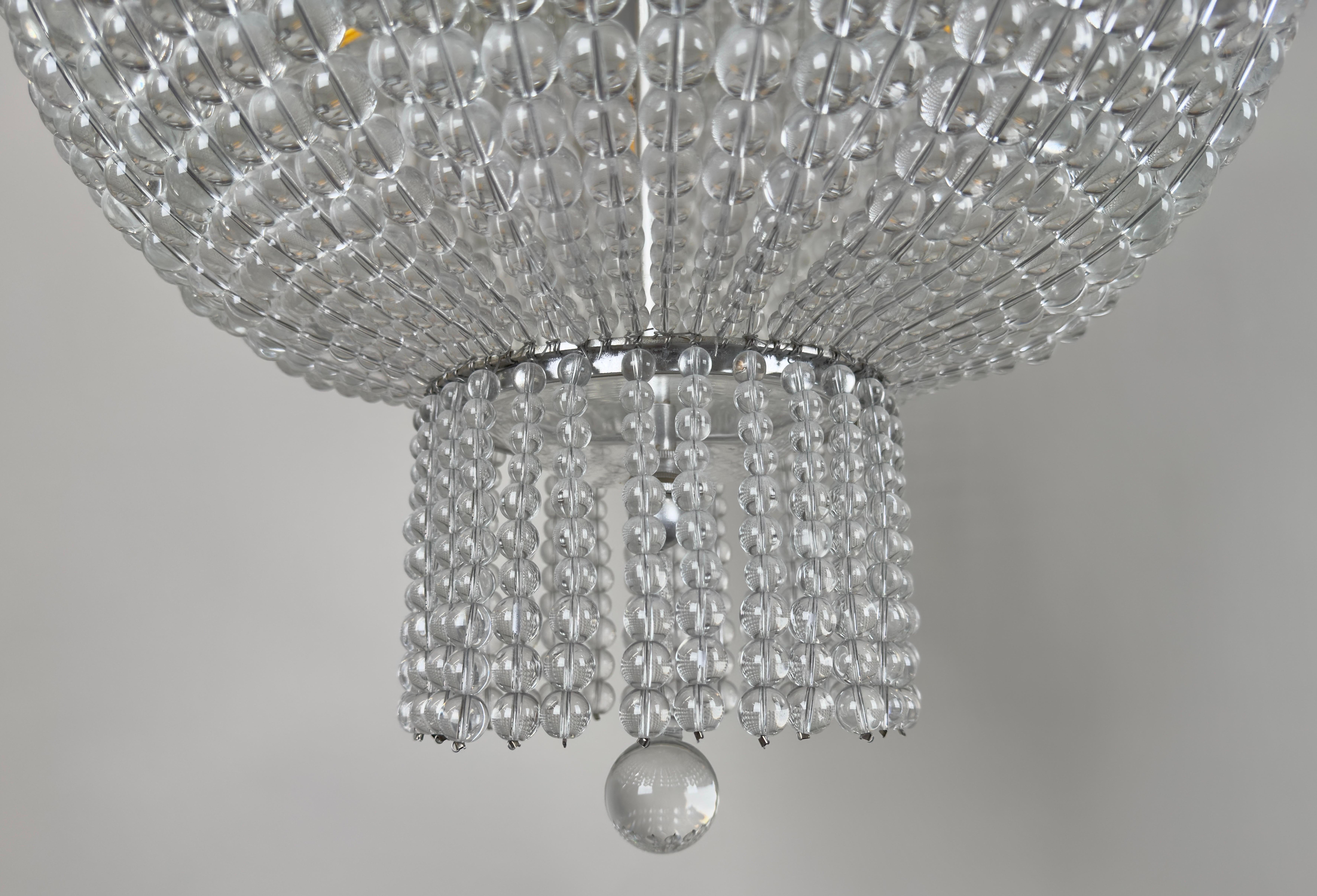 Large Art Deco Style Circular Three-Tiers Chandelier In Good Condition For Sale In Plainview, NY