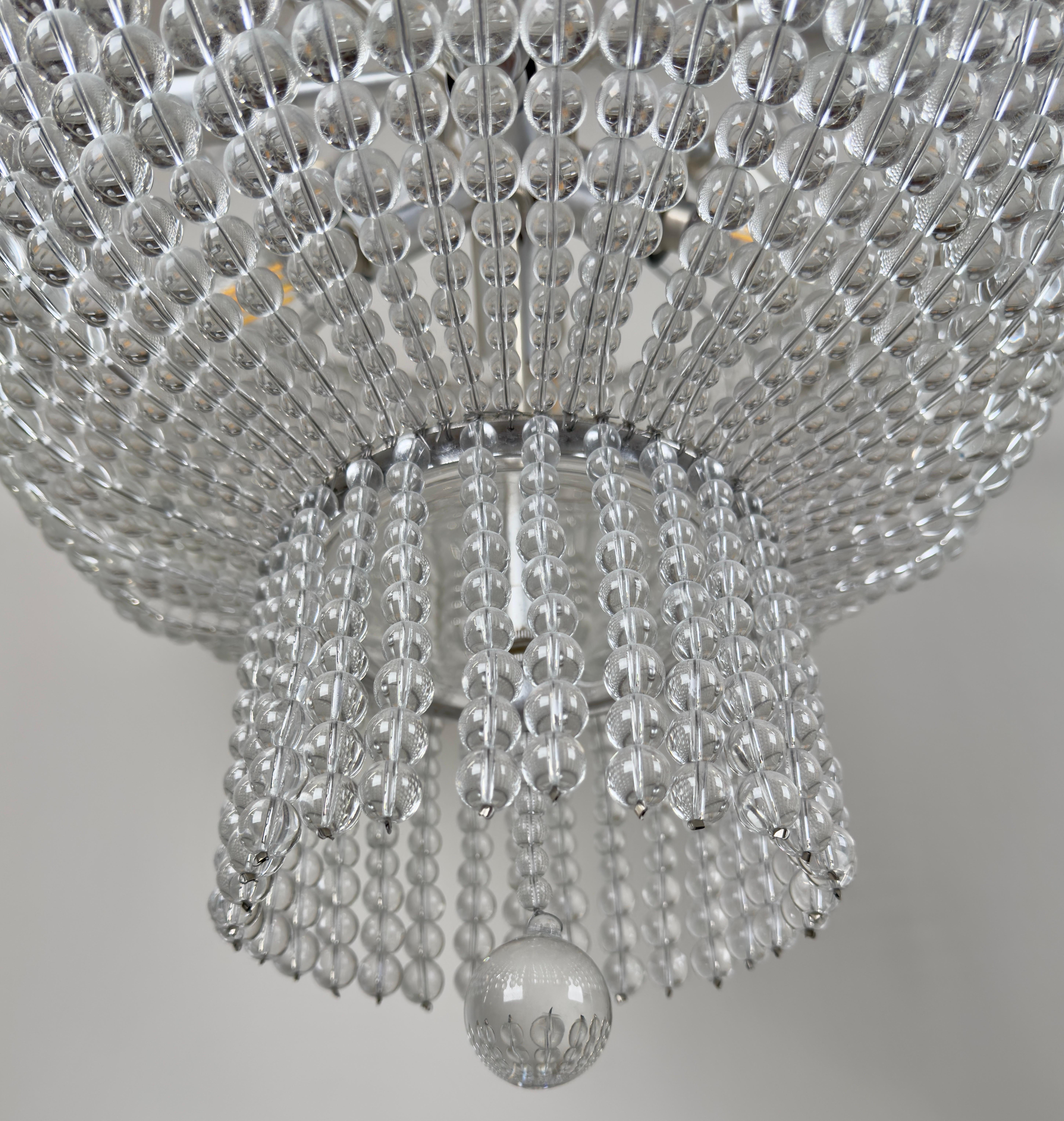 Late 20th Century Large Art Deco Style Circular Three-Tiers Chandelier For Sale