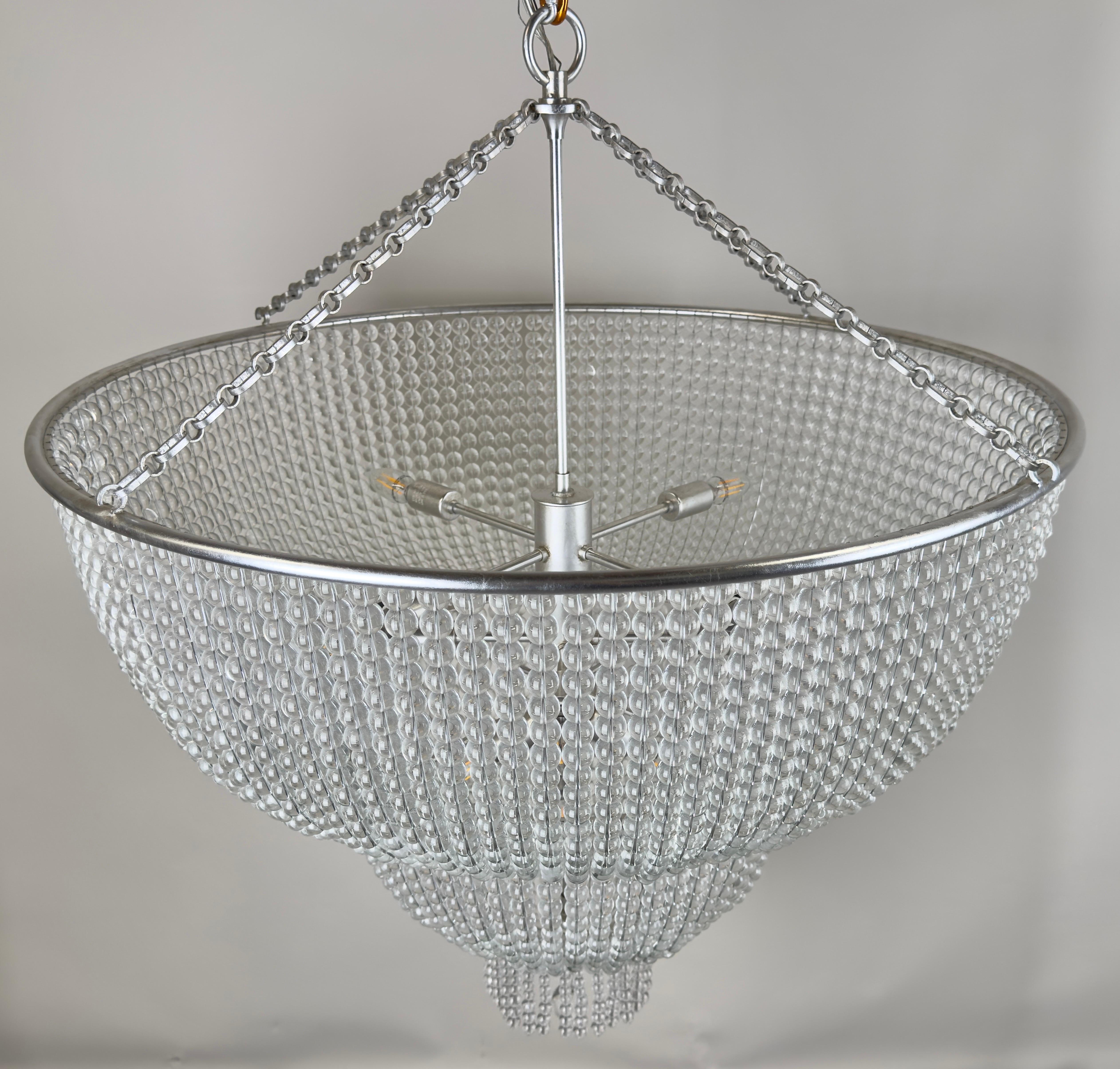 Metal Large Art Deco Style Circular Three-Tiers Chandelier For Sale