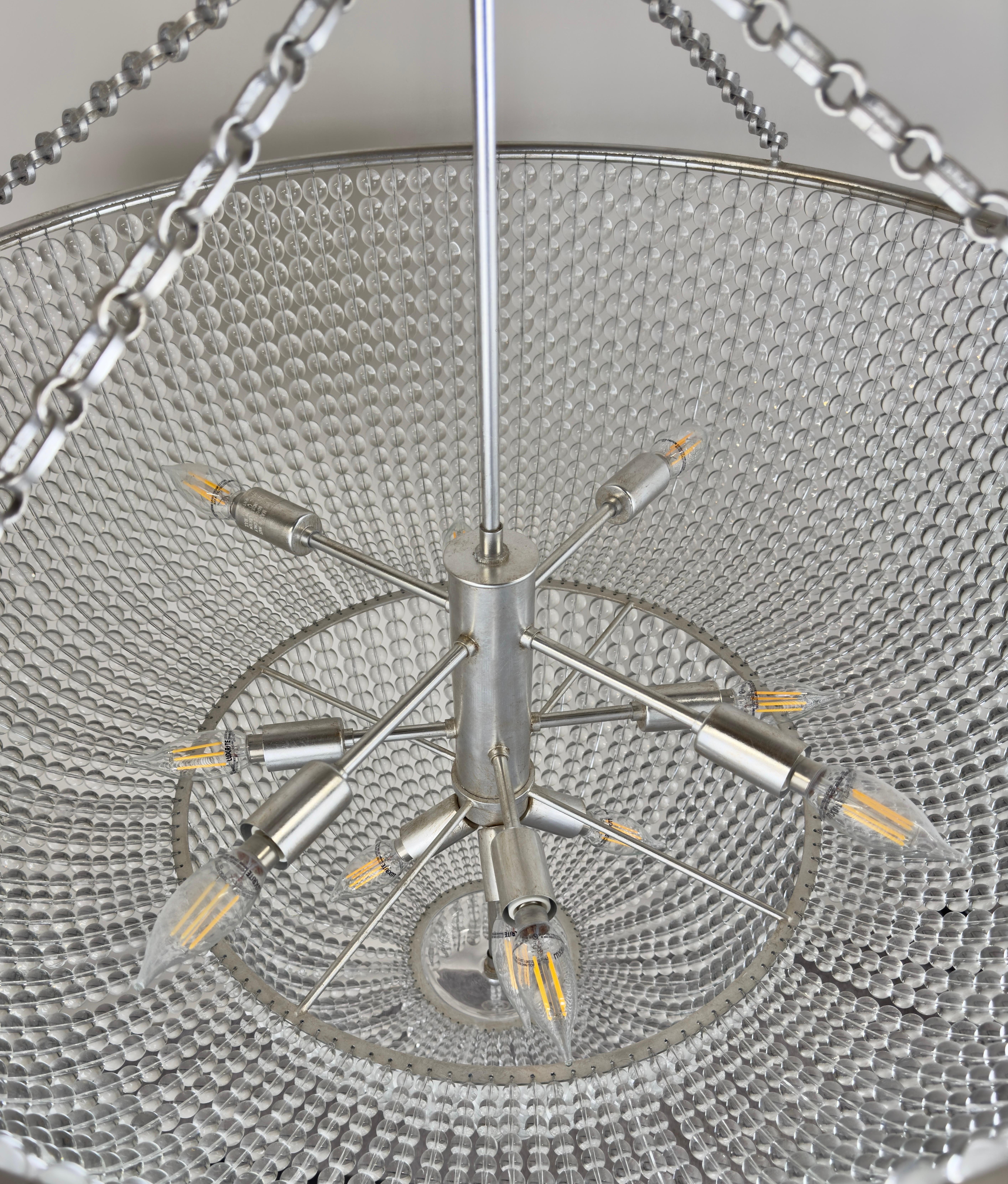 Large Art Deco Style Circular Three-Tiers Chandelier For Sale 1
