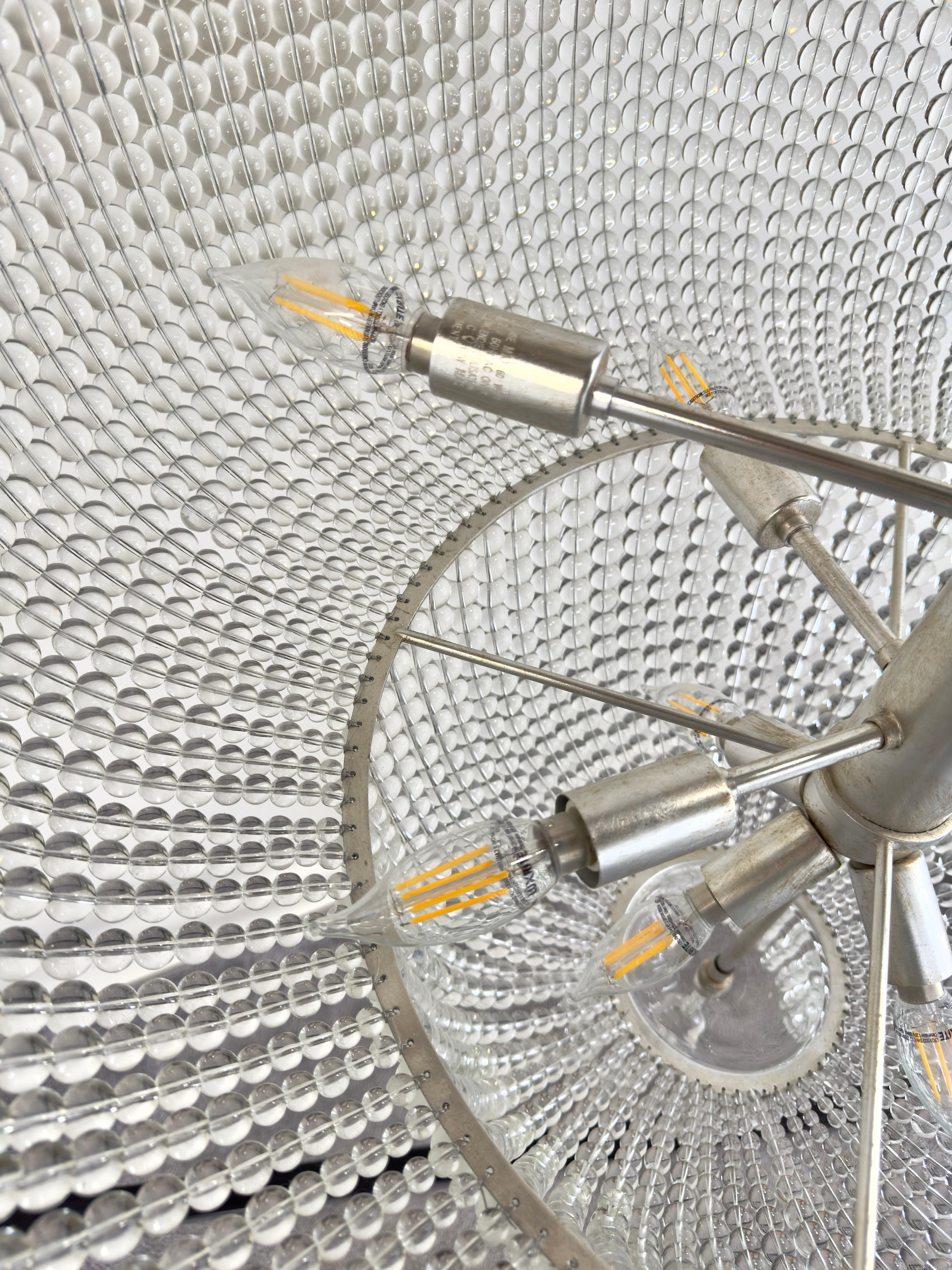 Large Art Deco Style Circular Three-Tiers Chandelier For Sale 2