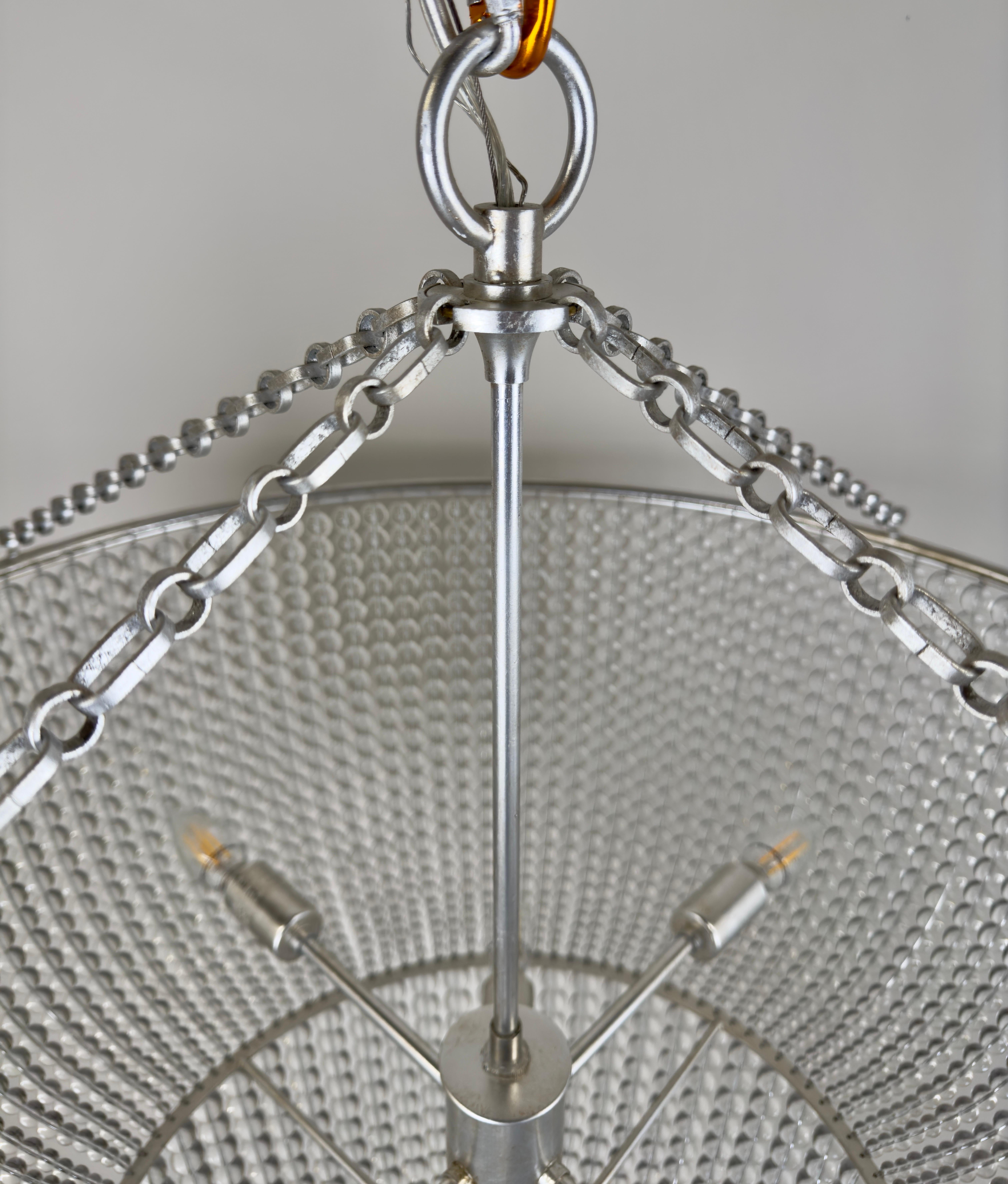 Large Art Deco Style Circular Three-Tiers Chandelier For Sale 4