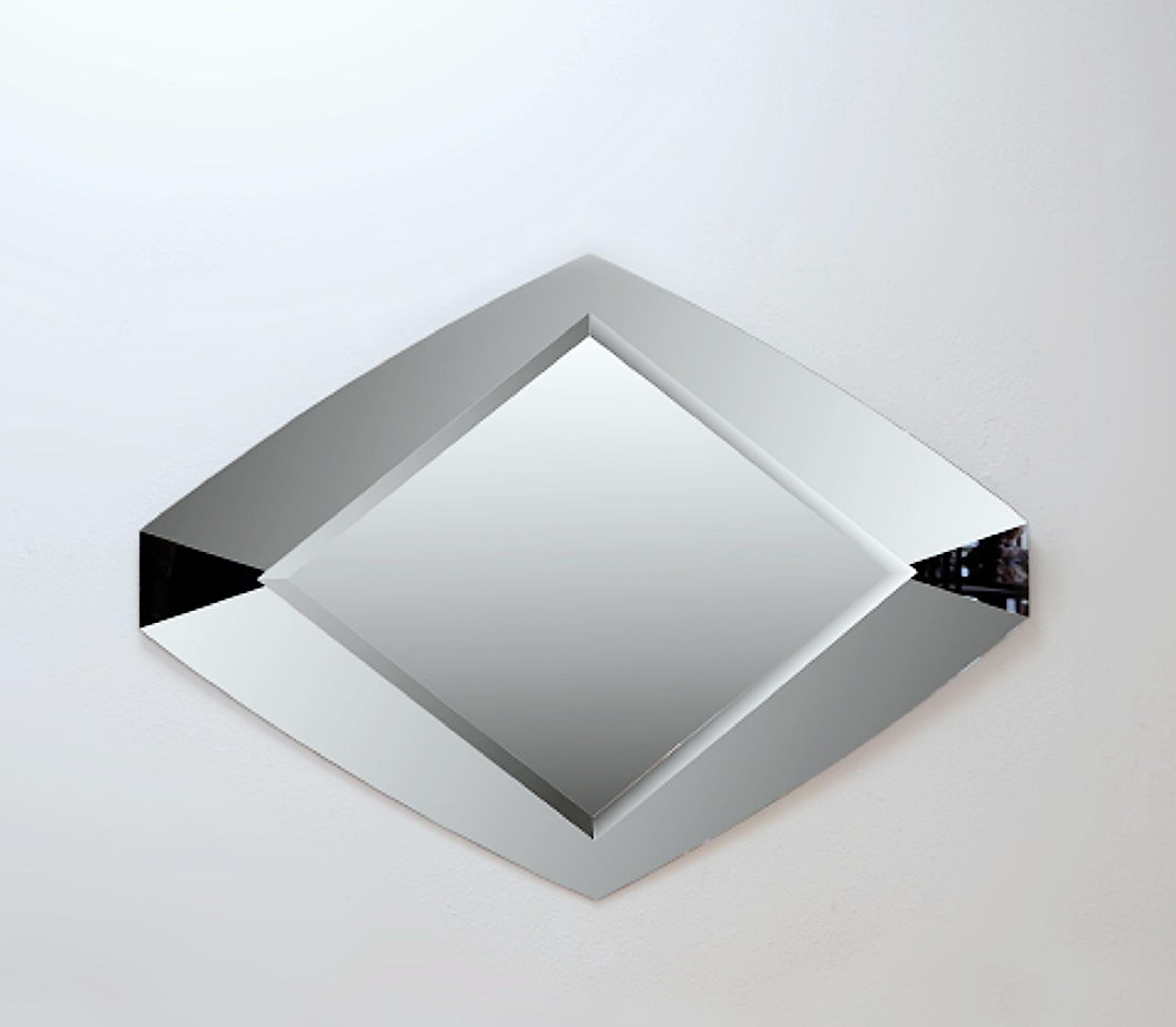 Großer Art Deco Style Diamond Wall Mirror im Zustand „Gut“ im Angebot in Linkebeek, BE