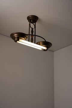 Large Art Deco Style Double Fluorescent Tube Pendant