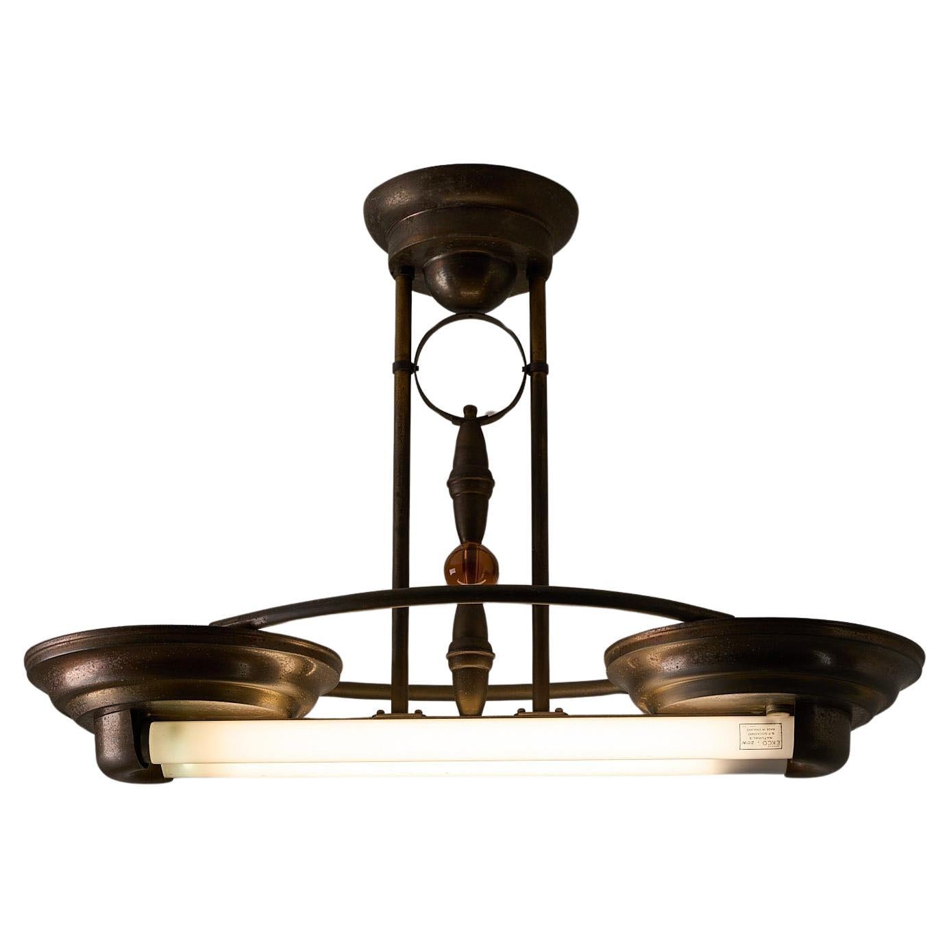 Large Art Deco Style Double Fluorescent Tube Pendant en vente